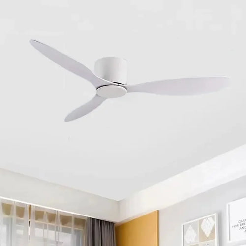 42-52 Inch Ceiling Fans with DC Motor — Remote Control Low Floor Cooling Fans, No Light, White Wood & Black Options | Bowlift