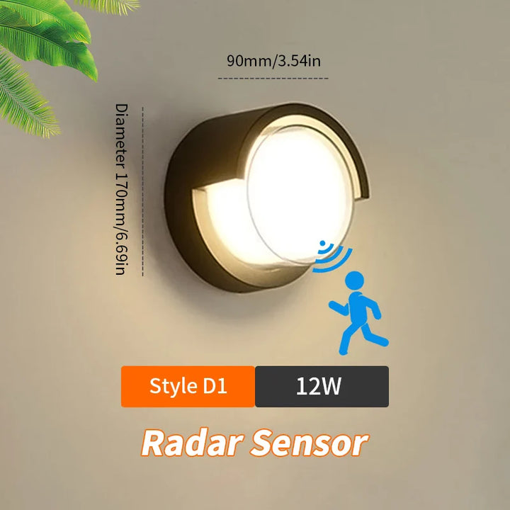 BowLift | LED Wall Light LumoGuard | With Radar Motion Sensor | 6W/12W | Warm & Cold White | IP66 Waterproof