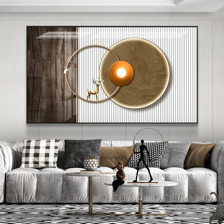 Modern Aesthetics Abstract Sun & Moon Wall Art Fine Art Canvas Prints Pictures For Luxury Loft Living Room Dining Room Lifestyle Art Decor | Bowlift