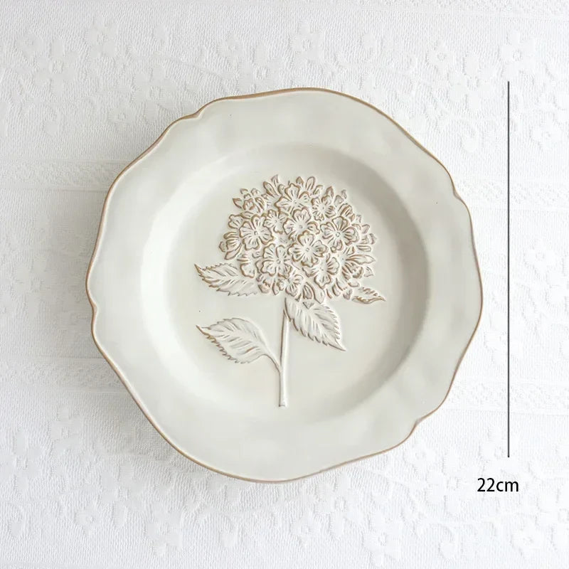 French embossed flower plates