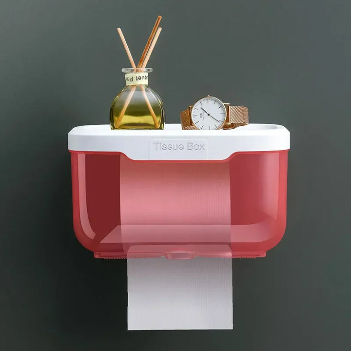 BowLift | Wall-Mounted Toilet Paper Holder | With Shelf & Waterproof Box | Modern & Space-Saving