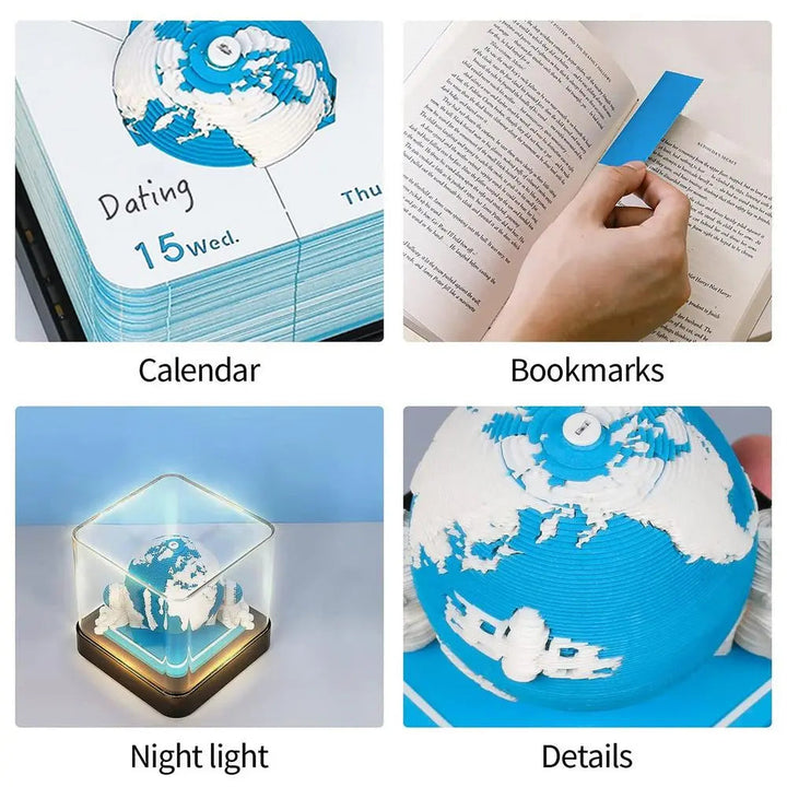 3D Earth Wanderer Calendar Memo Pad | Bowlift