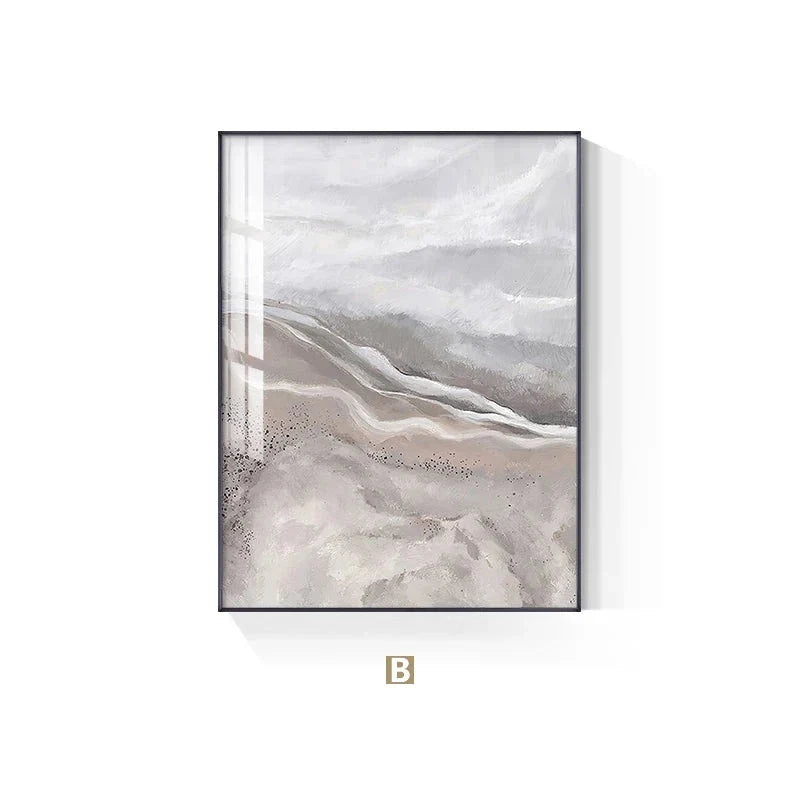 Neutral Shades Pink Abstract Ocean Shoreline Wall Art Fine Art Canvas Prints Minimalist Pictures For Living Room Bedroom Art Decor | Bowlift
