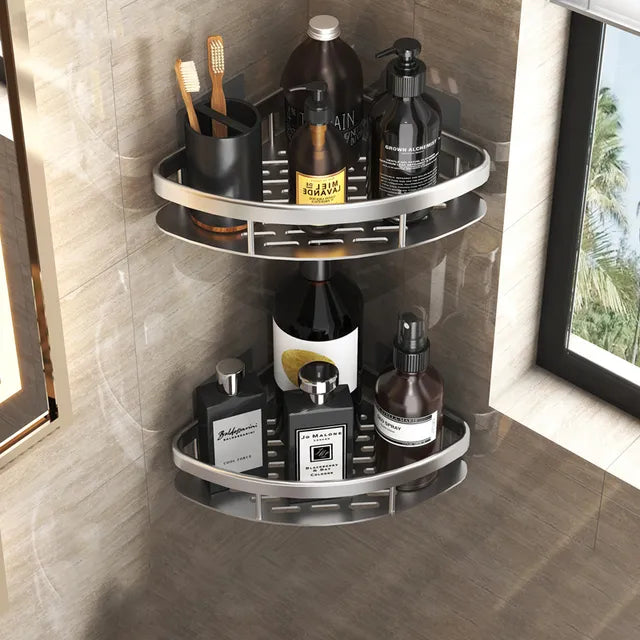 BowLift | Stylish & Practical No-Drill Shower Corner Shelf – Space-Saving Bathroom Storage Rack