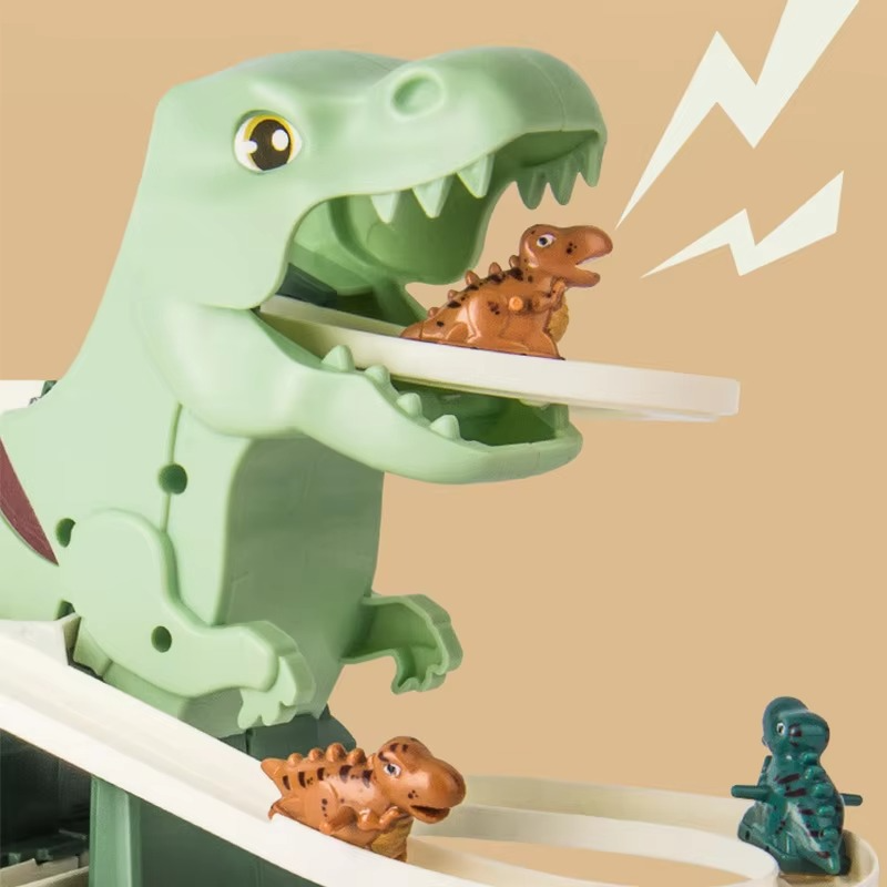 BowLift | Dinosaur Adventure Playset with Electric Slide, Music, and Lights