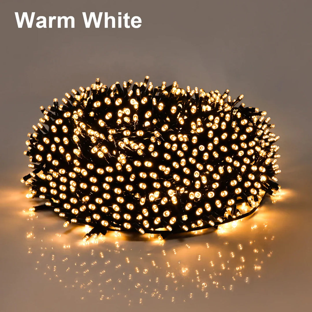 BowLift | LuminaraX | LED string lights outdoor 24V | 8 lighting modes | Waterproof IP65 | 10–100 m | For garden, home & Christmas decoration