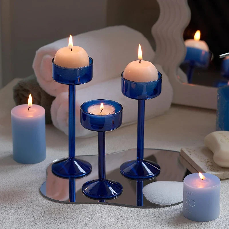 3-Piece Tealight Glass Candle Holder Set | Bowlift