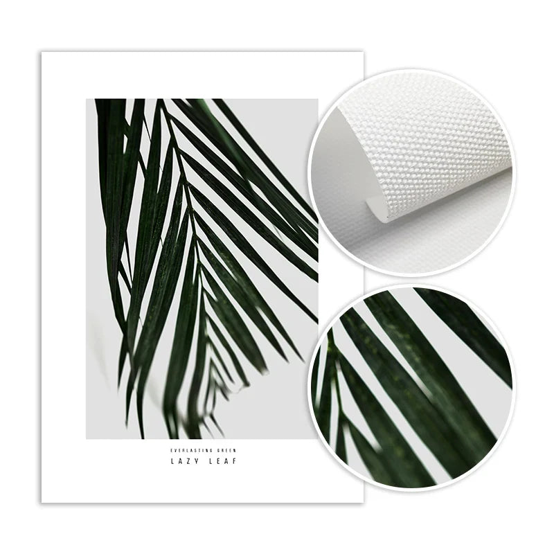 Minimalist Green Leaves Modern Botanical Specimen Wall art Fine Art Canvas Prints Gallery Wall Pictures For Living Room Dining Room Art Decor | Bowlift