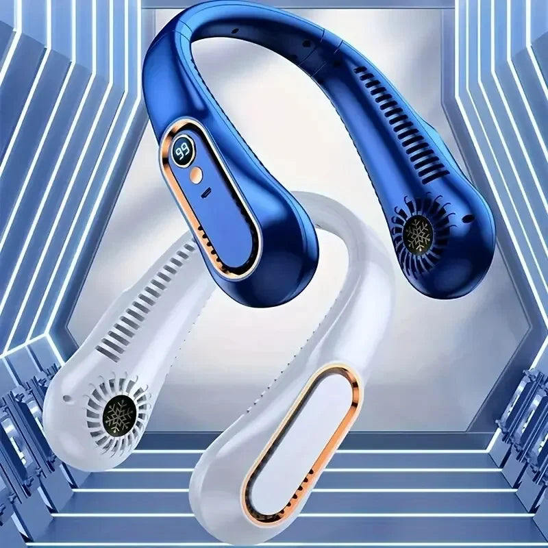 Hanging neck fan portable summer air cooler USB cooling fan with 5 speeds and digital displays - super technology and bladeless | Bowlift