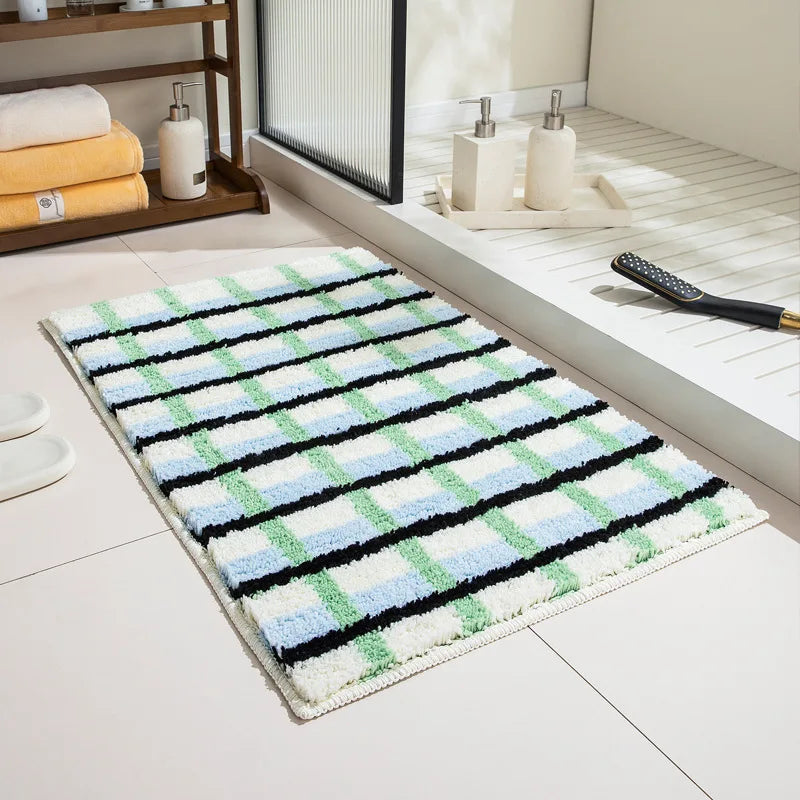 Modern Grid Tufted Bath Mat | Bowlift