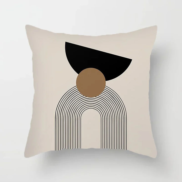 BowLift | Aurum Cushion Cover - Modern Black-White Cushion Cover with Abstract Art Print