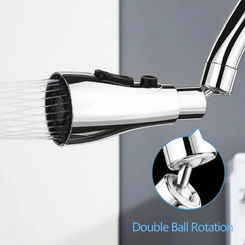 HydroFlex360 – Multifunctional 360°/720° Rotatable Kitchen Faucet Attachment with 3 Spray Types Bowlift