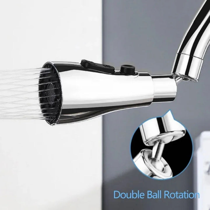 HydroFlex360 – Multifunctional 360°/720° Rotatable Kitchen Faucet Attachment with 3 Spray Types Bowlift