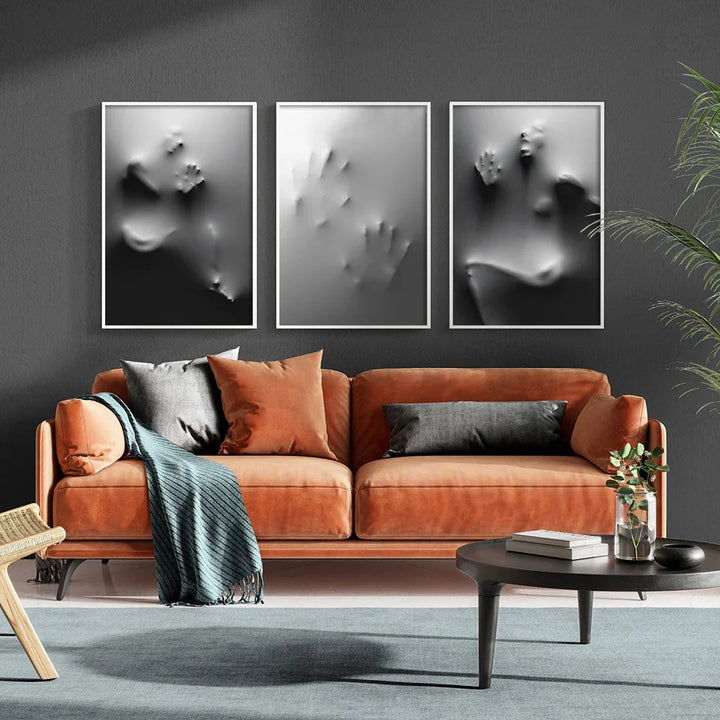 Modern Art Abstract Ghostly Figures In The Wall Canvas Prints Black White Wall Art Posters Pictures For Living Room Bedroom Art Decor | Bowlift