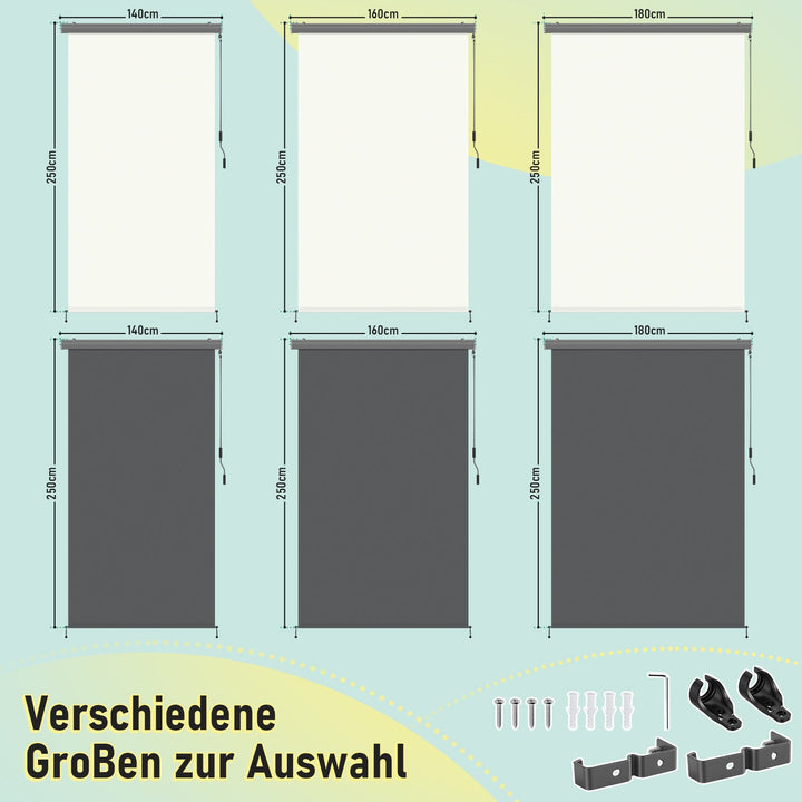 Vertical awning exterior roller blind with hand crank | Bowlift