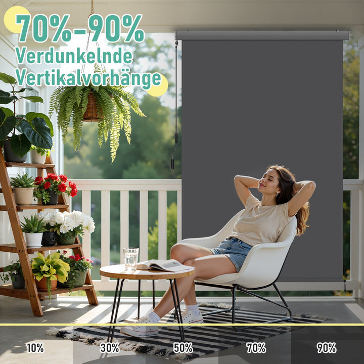 Vertical awning exterior roller blind with hand crank | Bowlift