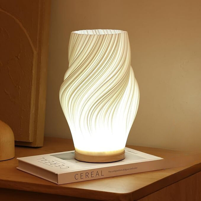BowLift | LunaSwirl | Luxury Modern Swirl LED Table Lamp – Elegant Ambient Lighting