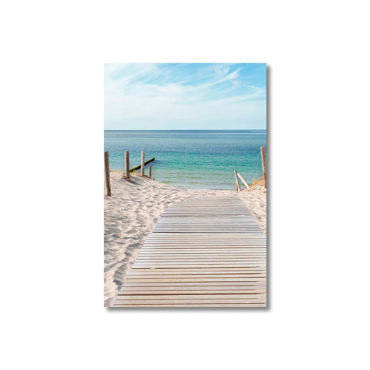 Set of 3PCS Blue Sea Sandy Beach Wall Art Fine Art Canvas Prints Inspirational Seascape Pictures Of Calm For Living Room | Bowlift