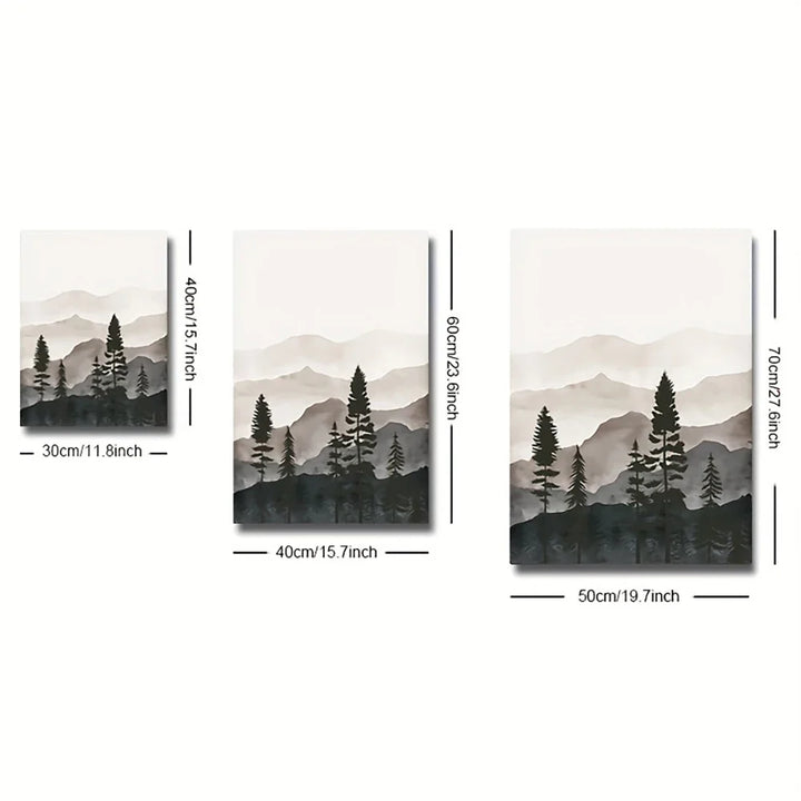 Set of 3PCS Shadow Mountain Silhouette Landscape Wall Art Fine Art Canvas Prints Nordic Pictures For Modern Living Room Dining Room Art Decor | Bowlift
