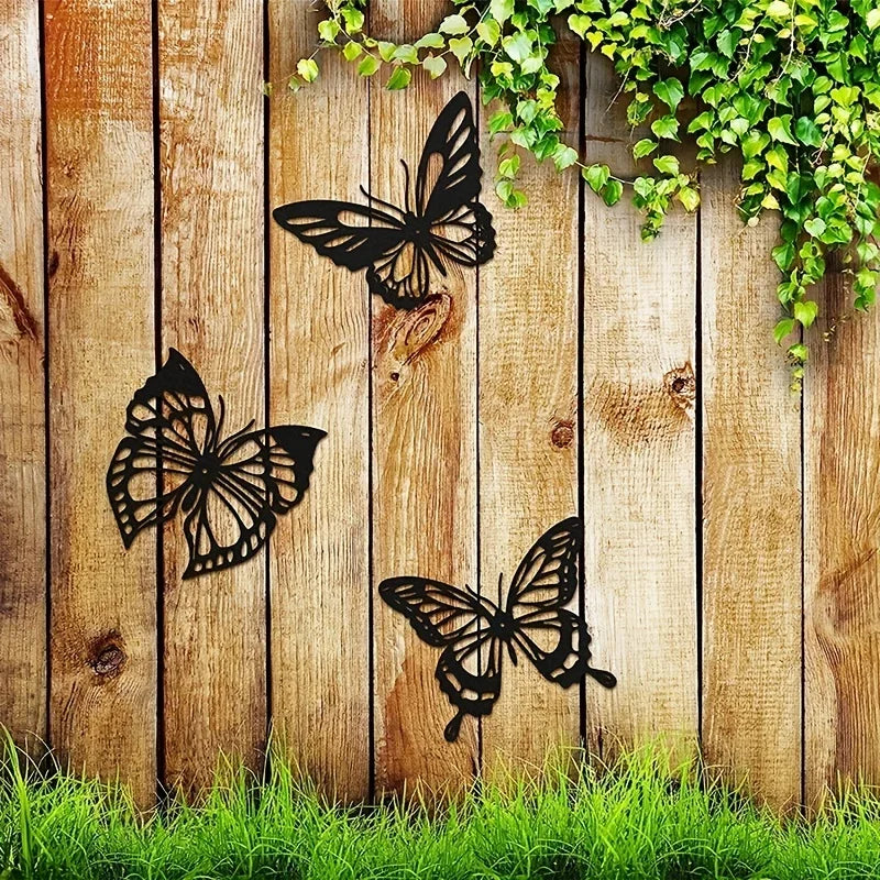 Set of 3Pcs Butterflies Iron Art Wall Art 3D Metal Sculptured Wall Decoration For Living Room Dining Room Creative Nordic Home Decor | Bowlift
