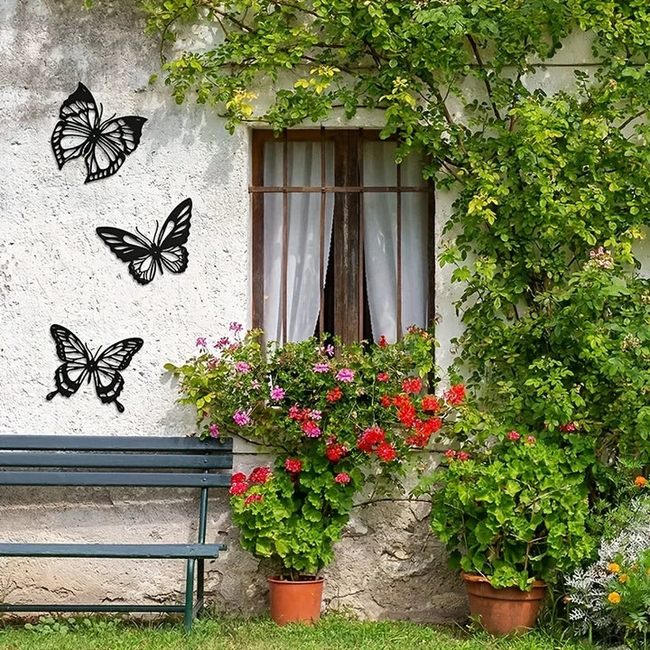 Set of 3Pcs Butterflies Iron Art Wall Art 3D Metal Sculptured Wall Decoration For Living Room Dining Room Creative Nordic Home Decor | Bowlift