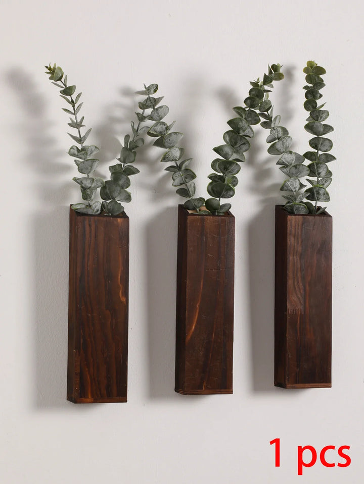 Handcrafted Nordic Wooden Vase Wall Planters - Natural Grain Finish, Minimalist Scandinavian Design, Perfect for Long-Stemmed Flowers and Home Decor, Versatile and Elegant Decorative Pieces | Bowlift