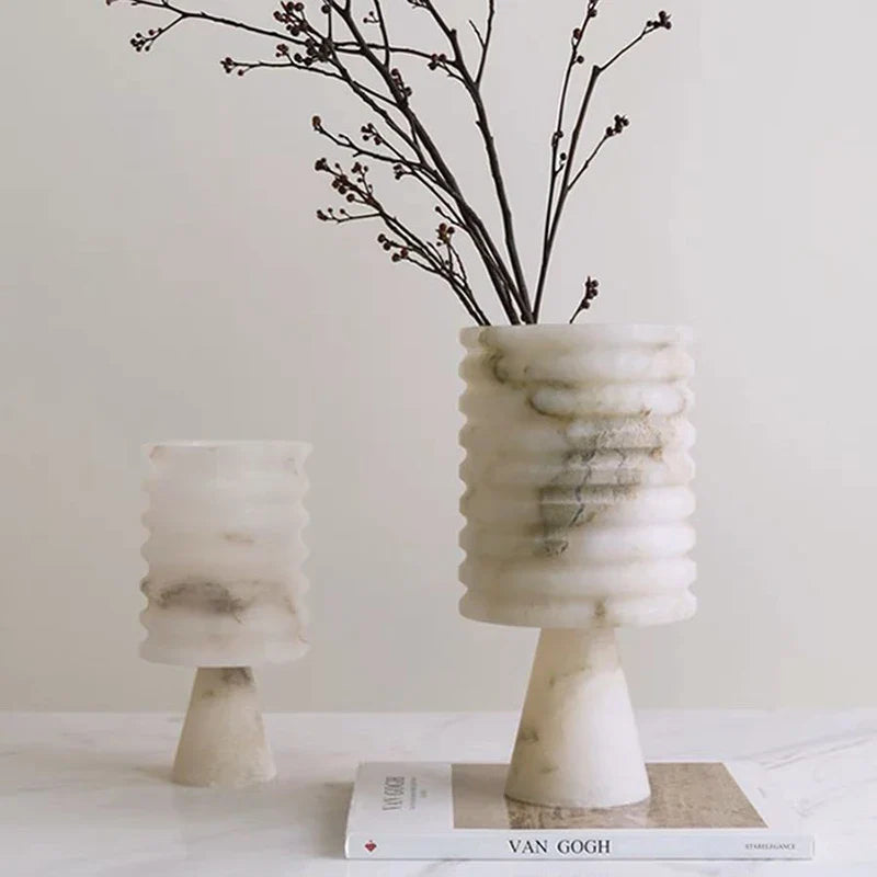 White Onyx Flower Vase Bowlift