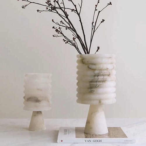 White Onyx Flower Vase Bowlift