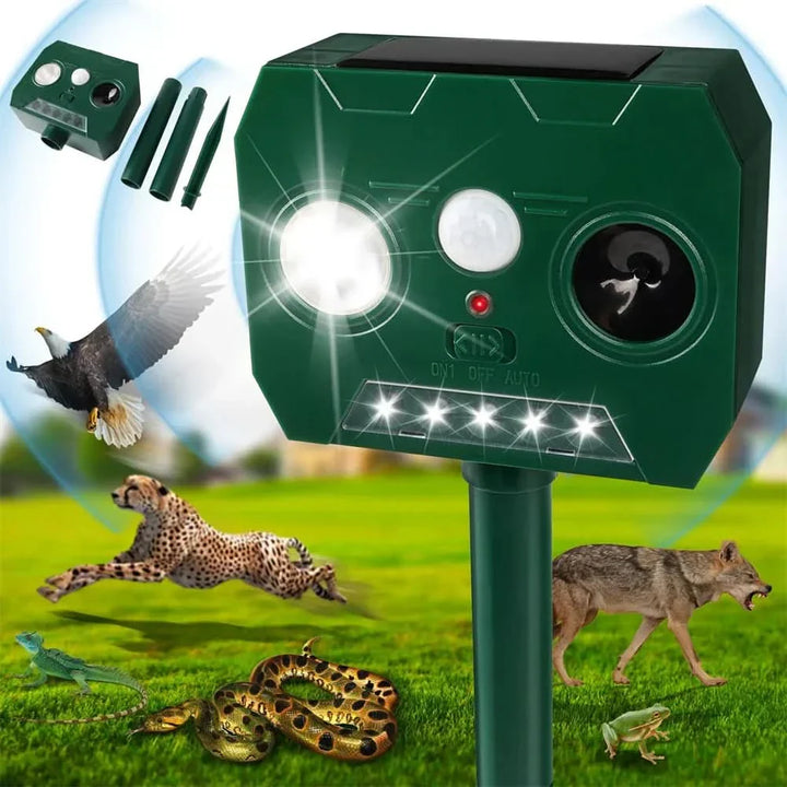 BowLift | ULTRAGUARD ANIMAL REPELLER – Ultrasonic Animal Repeller with LED Light – Weatherproof & Battery Operated for Garden & Outdoor Use