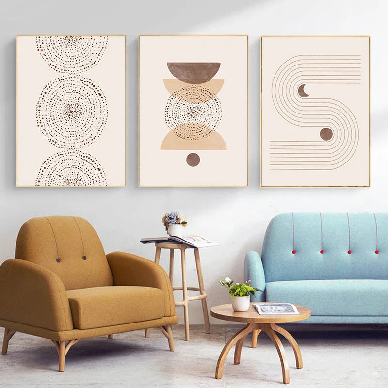 Minimalist Abstract Celestial Geometry Wall Art Fine Art Canvas Prints Sun Moon Posters Pictures For Living Room Bedroom Art Decor | Bowlift