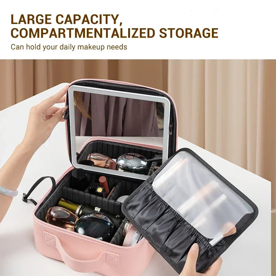 BowLift | LED Mirror Travel Makeup Organizer Bag