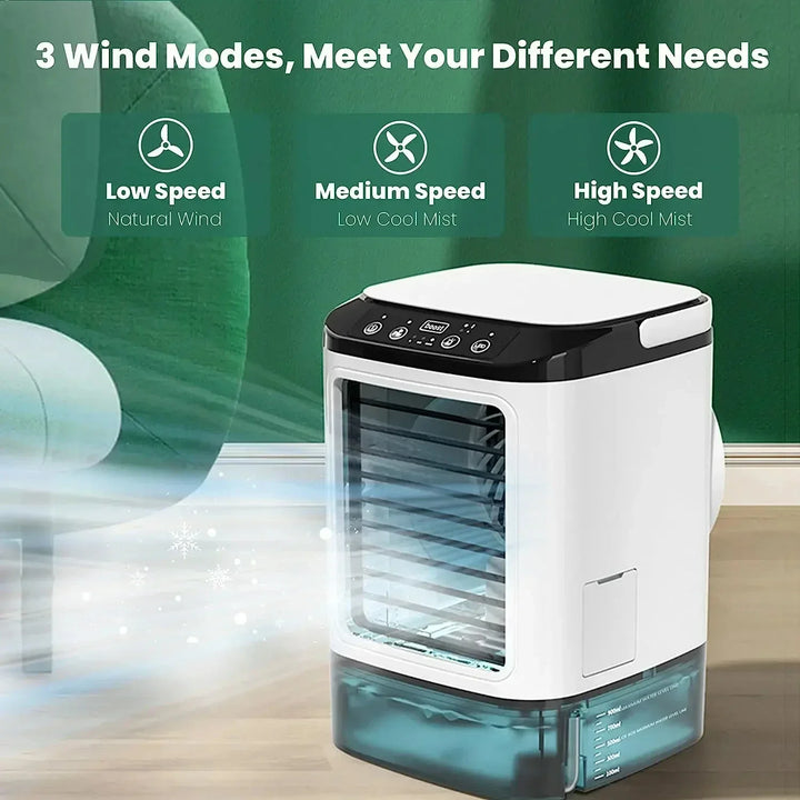 Portable Desktop Air Conditioner Fan – Dual Spray Ultrasonic Humidifier, 3-Speed Silent Air Cooler with Night Light for Home | Bowlift