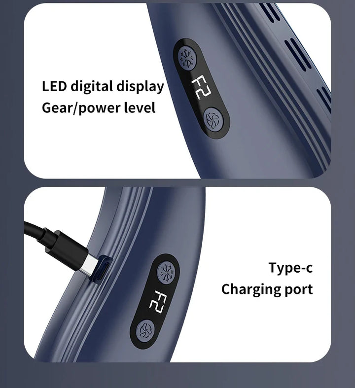 Portable Neck Fan 5200mAh – Rechargeable Wearable Semiconductor Cooling Fan, Personal Outdoor Neck Air Conditioner | Bowlift