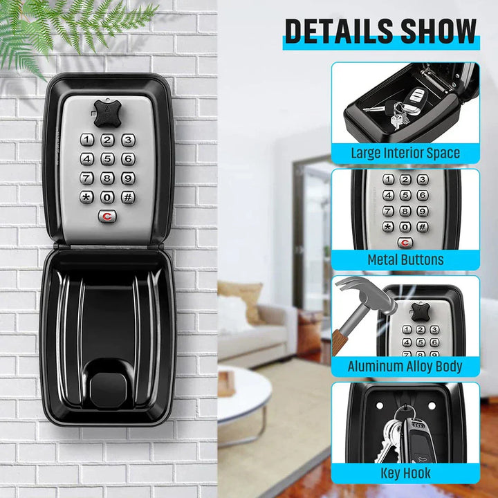 BowLift | Waterproof Wall-Mounted Key Safe Box – Outdoor Lockable Key Storage with Combination Code