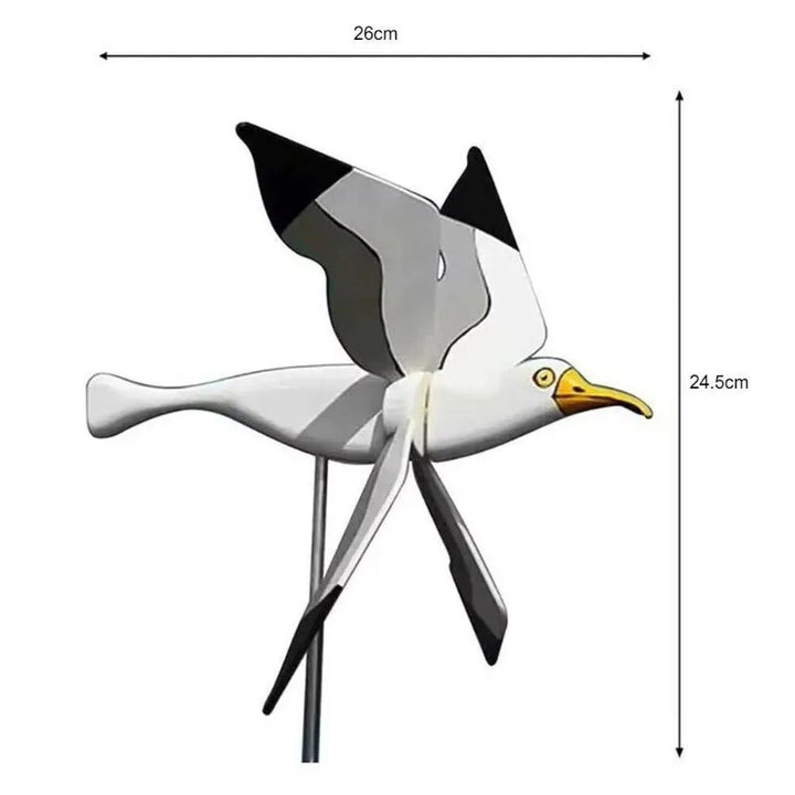BowLift | Garden decor wind bird SkyGull | Creative wind spinner with seagull motif | Weatherproof & height adjustable | 25 cm figure