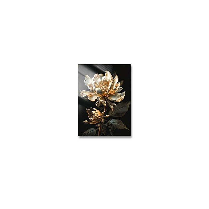 Black Golden Floral Wall Art Fine Art Canvas Prints Modern Botanical Pictures For Living Room Bedroom Light Luxury Home Decor | Bowlift