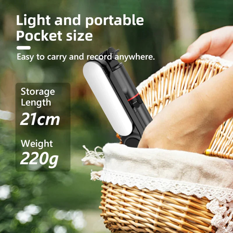 Ultra Foldable Built-In Lighting Selfie Stick Tripod | Bowlift