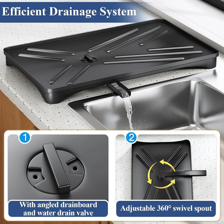 BowLift | Dish Drying Rack with Drainboard & Large Cutlery Holder – Nova
