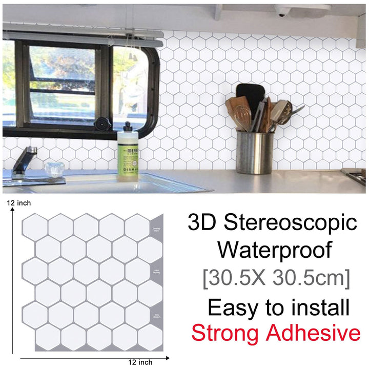 3D Self-Adhesive Hexagonal Wall Stickers | Bowlift