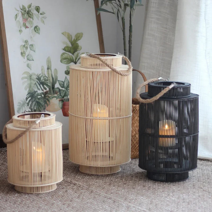 Imitation Bamboo LED Candle Lantern Bowlift