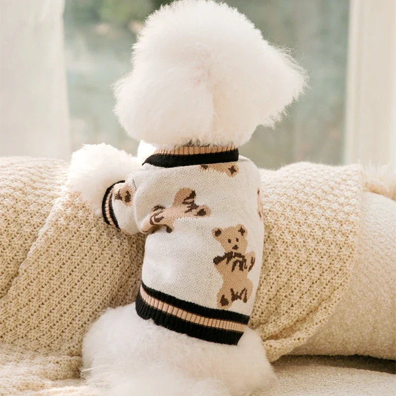 Dog cardigan made of knit warm and striped Bowlift