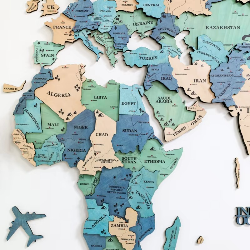 BowLift | 3D Solid Wood World Map Wall Art - Nordic-Style Home Decor