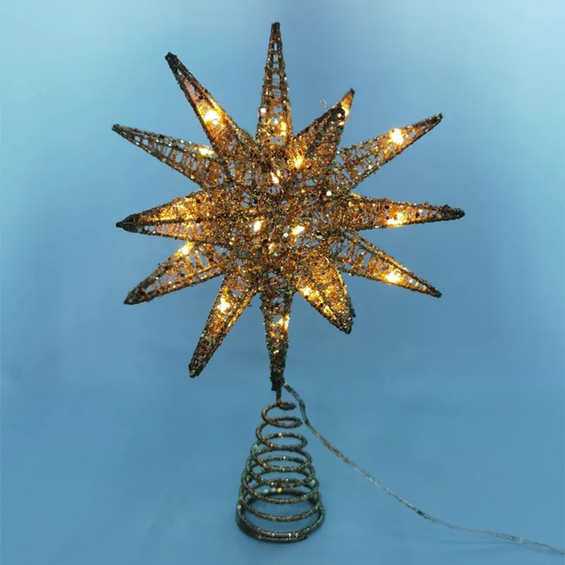 BowLift | TwinkleGlow - LED Star Tree Topper with Warm Light and Easy Setup