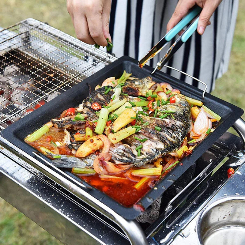BowLift | Feurossa Cast Iron Grill Plate Reversible Plate | For Gas Grill & Stove | 25 × 30 cm | For Pizza, Meat, Vegetables & Fish
