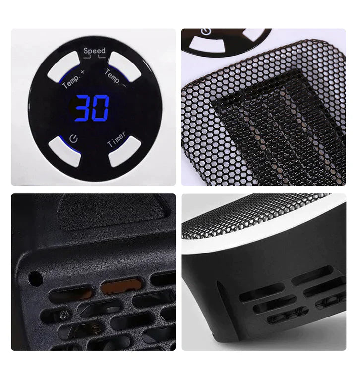 Electric heater with thermostat - Energy-efficient room heating, fast heating function, ideal for indoor use, overheat protection, compact and portable | Bowlift