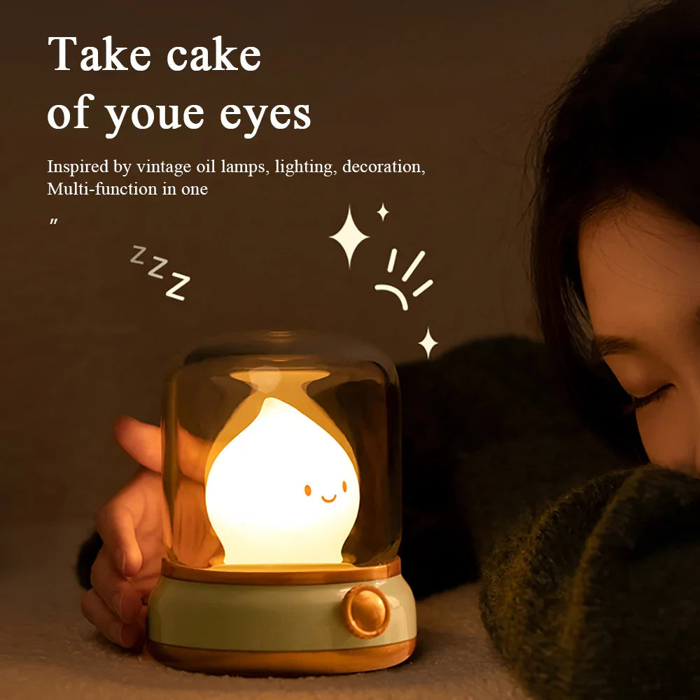BowLift | LumiFlame LED Night Light | Retro Oil Design | USB Rechargeable | Warm Mood Light