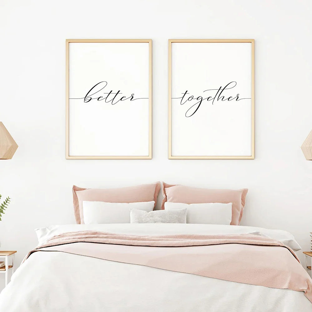Lovers Quote Wall Art Black White Minimalist Typographic Posters Fine Art Canvas Prints Picture For Bedroom Living Room Art Decor | Bowlift