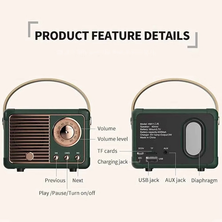 BowLift | Vintage-Style Wireless Bluetooth Speaker with Subwoofer