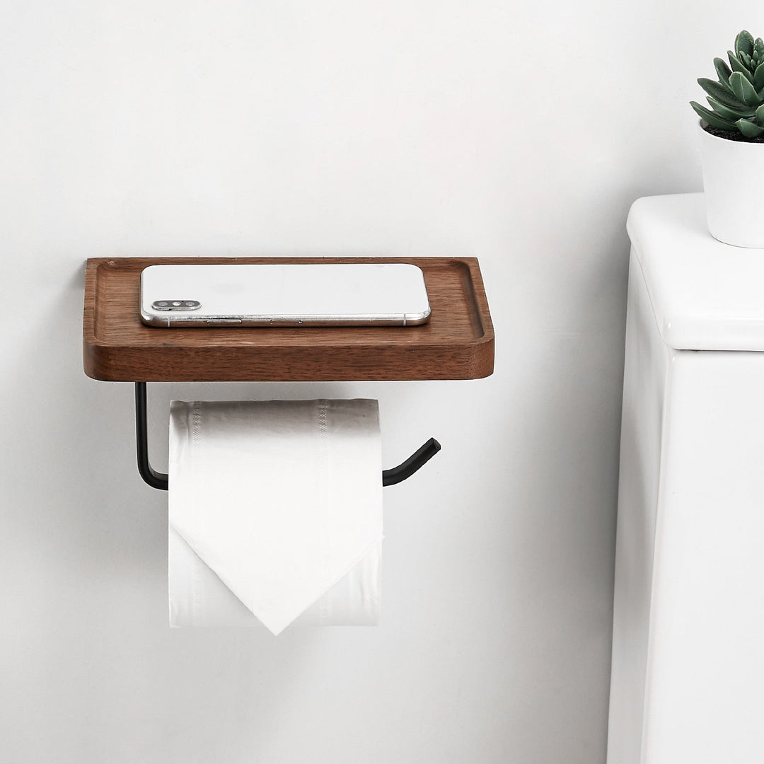 WoodEase Holder – Stylish Wooden Toilet Roll Holder Bowlift