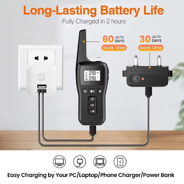 Rechargeable Electric Dog Training Collar with Remote & 1000m Range – PetControl Bowlift